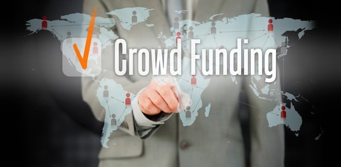 Composite image of the word crowdfunding against white backgroun