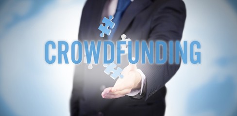 Composite image of the word crowdfunding against white backgroun