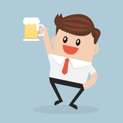 Businessman drink beer