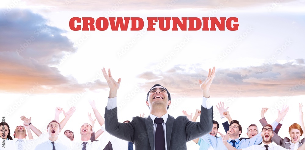 Wall mural Composite image of the word crowdfunding against white backgroun