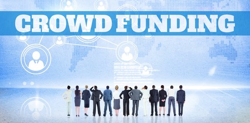 Composite image of the word crowdfunding against white backgroun