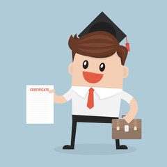 Businessman holds a certificate