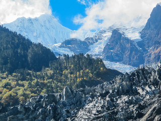 Mingyong glacier and Meili Snow Mountains. It is one of most beautiful glaciers in Yunnan, China.