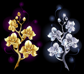 gold and silver orchid