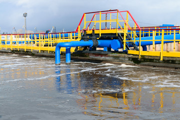 Pipeline system in the biological treatment plant basin