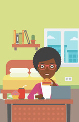 Woman eating hamburger. 