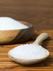 bowl of salt with wooden spoon