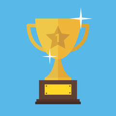 Trophy Cup Flat Icon, flat design vector.