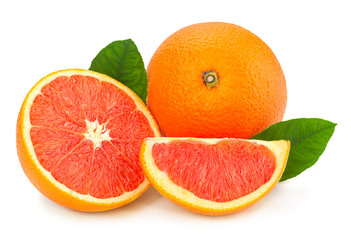 Red orange citrus on white