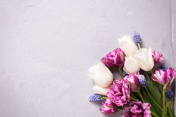 Flowers on grey textured background