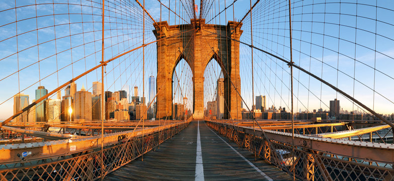 Fototapeta Most Brooklyński panorama w Nowy Jork, lower manhattan