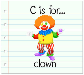 Flashcard letter C is for clown