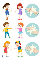 Children playing rock paper scissors