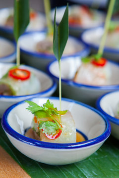 canape with fresh spring rolls