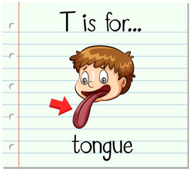 Flashcard letter T is for tongue