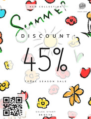 Discount 45. Discounts price tag. Summer discount. Black Friday. Clearance Sale. Discount coupon. Discount summer. Sale discount
