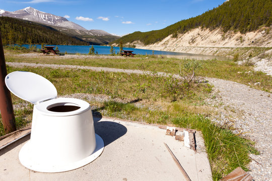 Open-air toilet with beautiful landscape view