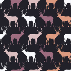 Seamless decorative vector background with deer. Print. Cloth design, wallpaper.