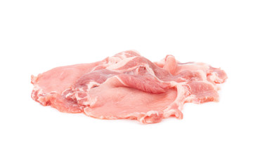 Meat, pork, slices pork loin on a white background