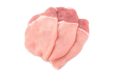 Meat, pork, slices pork loin on a white background