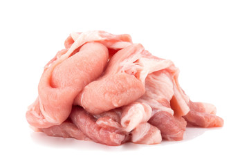 Meat, pork, slices pork loin on a white background