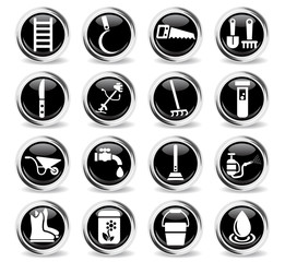 garden tools icon set