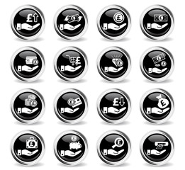 hand and money icon set
