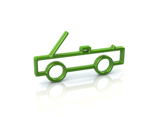 3d illustration of green cabriolet car icon