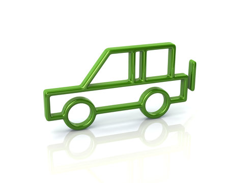 3d illustration of green suv car icon