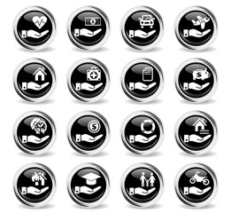 insurance hand icon set