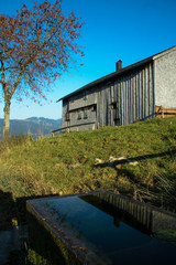 Bregenzerwald Herbst, Hütte, Alm, Baum, Brunnen, Spiegelung, 