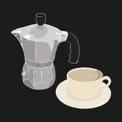 Coffee cup and coffee maker geyser, vector illustration - 109916773