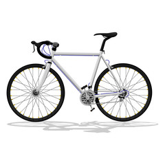 Fototapeta na wymiar Basic road bike without pattern on frame for creating your own variation 