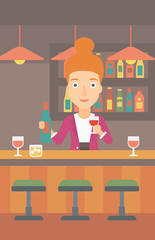 Bartender standing at the bar counter.