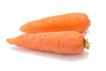 fresh carrots isolated on white background