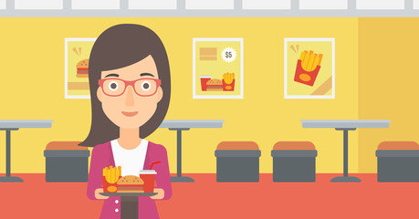 Woman with fast food.