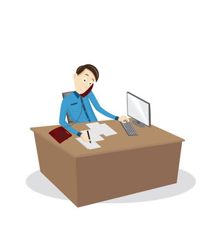 Multitasking job cartoon character vector flat design 