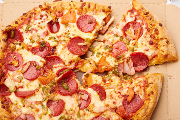 pizza with sausages