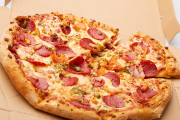 pizza with sausages