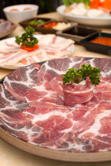 Sukiyaki Fresh Beef pork slices, Vegetable, Dinner Set