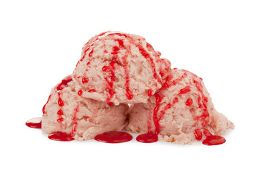 fresh strawberry ice-cream with syrup