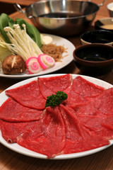 Sukiyaki Fresh Beef pork slices, Vegetable, Dinner Set