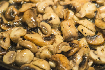 fried mushroom in frying pan