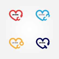 Love-Repair logo elements design.Maintenance service 
