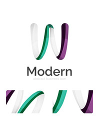 Abstract 3d swirl ribbon logo template with business card corporate identity design