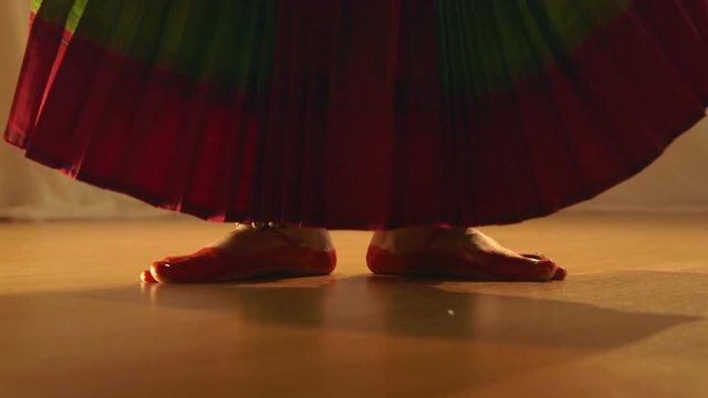 The ankle bells accentuate the foot work of a classical Indian dancer.