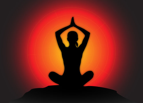 Yoga Arms Overhead Lotus Pose Sun Background
