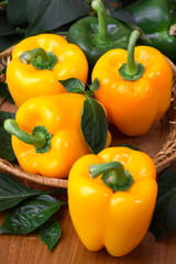 Yellow and green pepper still life
