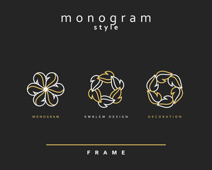 Set of elegant monogram design. Monogram design element . Monogram for use in the design . Monogram decor . Emblem design. Elegant monogram design