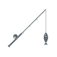 Fishing rod icon. Vector illustration 